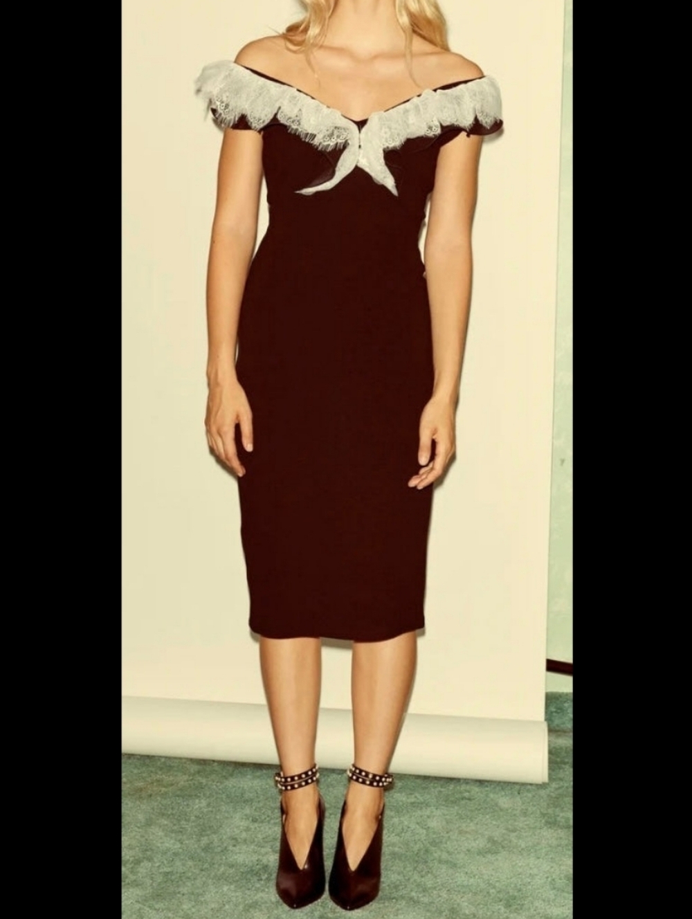 Nadya Toto Ester Cocktail Midi Dress Size Small Black Party Occasion